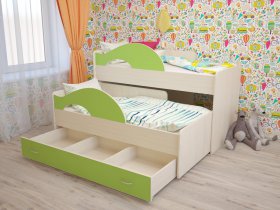 Кровать детская двухуровневая Радуга 80*160 в Ленинском - leninskoe.mebel-nsk.ru | фото