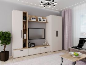 Модульная стенка Верона (сатин/дуб крафт серый) в Ленинском - leninskoe.mebel-nsk.ru | фото