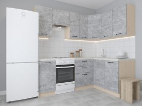 Модульная угловая кухня 1,4м*2,1м Лада (цемент) в Ленинском - leninskoe.mebel-nsk.ru | фото