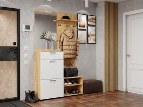 Прихожая Монтана (дуб крафт золотой/белый) в Ленинском - leninskoe.mebel-nsk.ru | фото