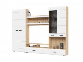 Стенка ГС-01 Либерти (дуб сонома/белый глянец) в Ленинском - leninskoe.mebel-nsk.ru | фото